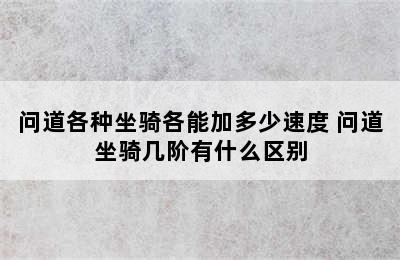 问道各种坐骑各能加多少速度 问道坐骑几阶有什么区别